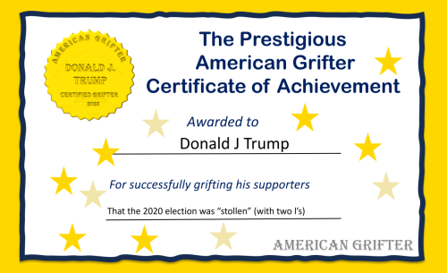 Certificate of Achievement - Donald Trump's - Stollen